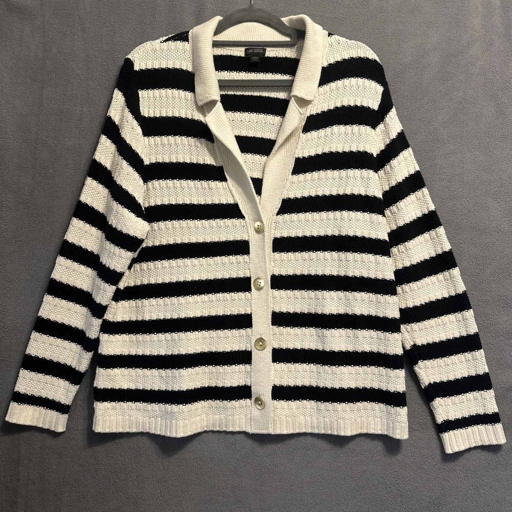 J.‎ Jill Wearever Striped Knit Sweater Size L Petite Nautical Old Money Preppy
